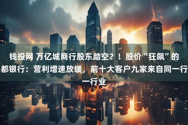 钱投网 万亿城商行股东踏空？！股价“狂飙”的成都银行：营利增速放缓，前十大客户九家来自同一行业